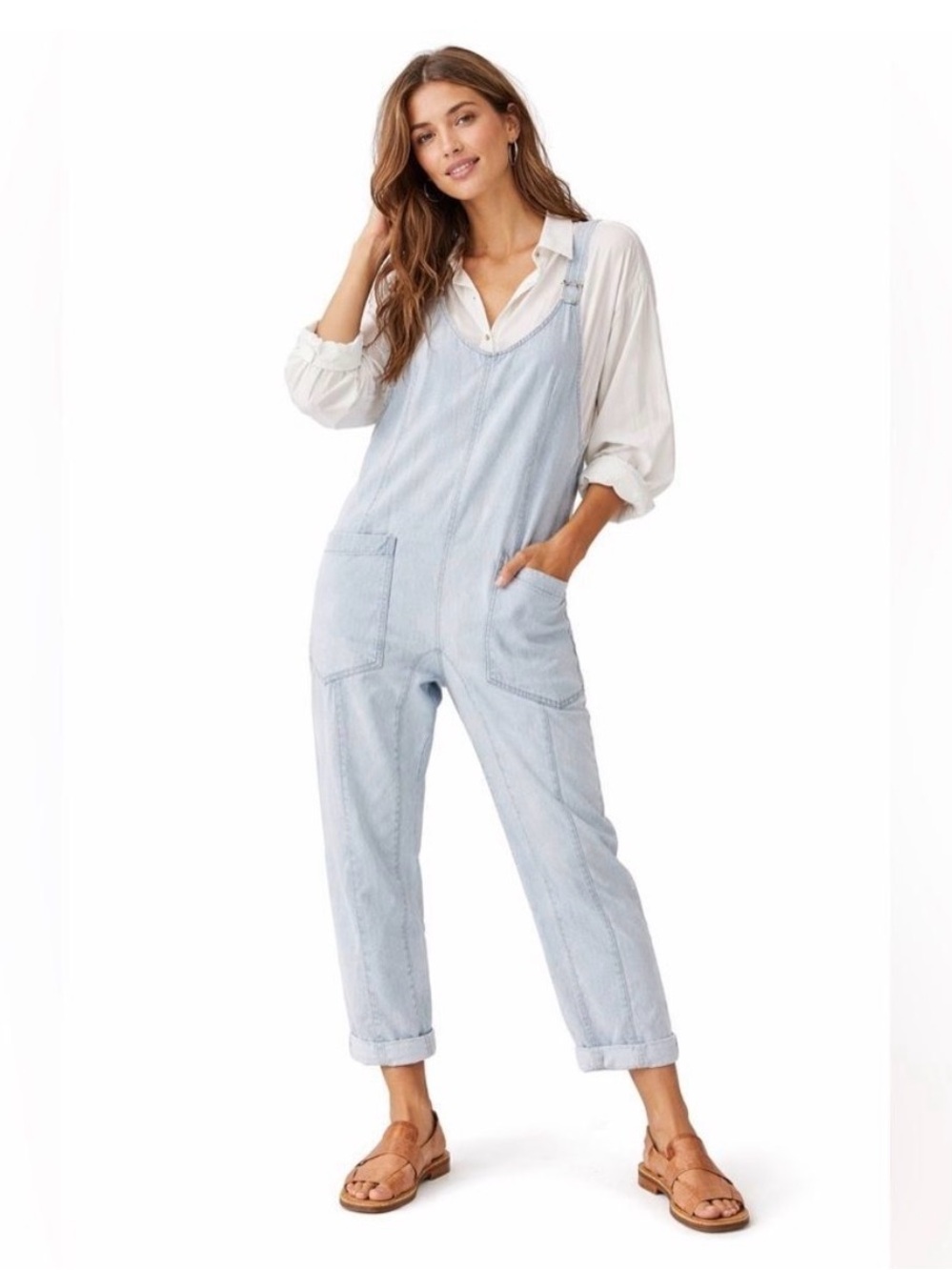 We The Free Pale Blue Denim Women's Overalls
